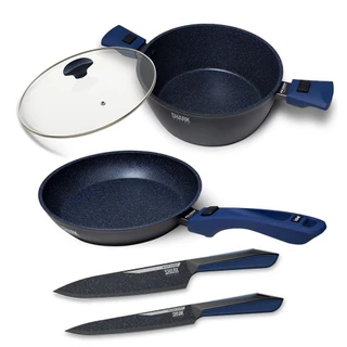 Panelas iChef Ultra Sauté Grand, Family Size e Tampa de Vidro 24cm Azul com Kit com 2 Facas Azul | Ichef