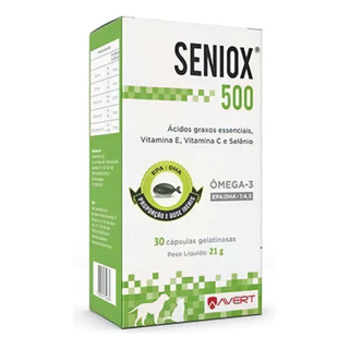 Avert Seniox 500 30 Cápsulas Ômega-3 Suplemento Cães Gatos