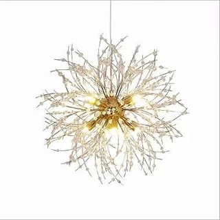 Lustre Cristal Flor Dourada 50 cm
