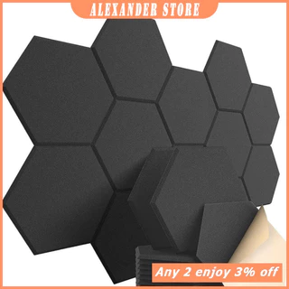 Painéis Acústicos Autoadesivos Alex 12pcs , Estofamento À Prova De Som , Hexagonais De Espuma De Alta Densidade , Painel De Parede Acústico Para Estúdio Doméstico Interno