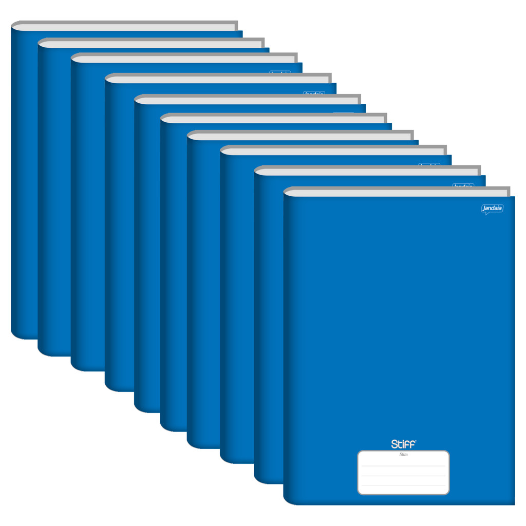 Caderno Brochura Universitário Capa Dura 48 Folhas Stiff Azul 00056-55 Jandaia - Pacote Com 10 Unidades