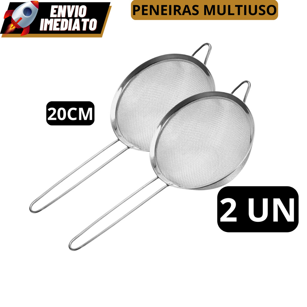 KIT 2 Peneira Coador 100%Aço Inox 20cm para Cozinha Casa Restaurante ...