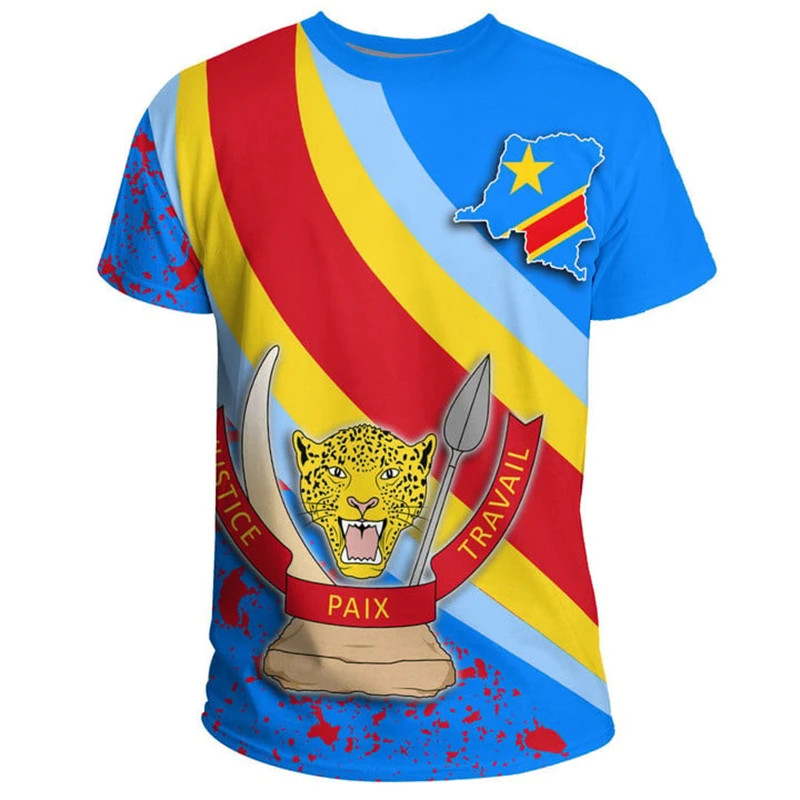 República Democrática Da Bandeira Do Congo Camisetas Gráficas Emblema ...