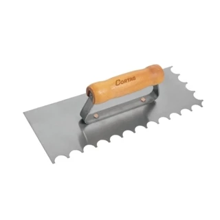 Desempenadeira de Aço Dentada Cortag 38x12cm c/ Dentes de 10mm e Cabo de Madeira em Oferta na Shopee