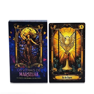 Tarô Os Vitrais de Marselha 78 Cartas Alta Qualidade Manual em Oferta na Shopee