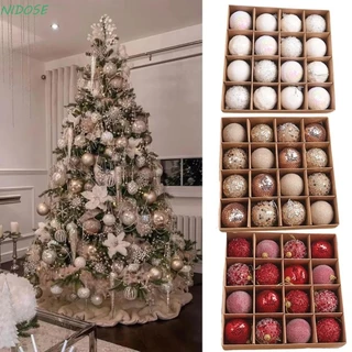NIDOSE 16 Pçs/Caixa Bola De Natal , Glitter 6 Cm Espuma Artesanato , Champanhe Vermelho Ouro Decoração Festa Em Casa
