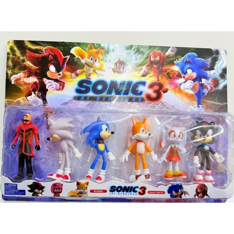 Cartela 6 bonecos SONIC 3- brinquedo | Shopee Brasil
