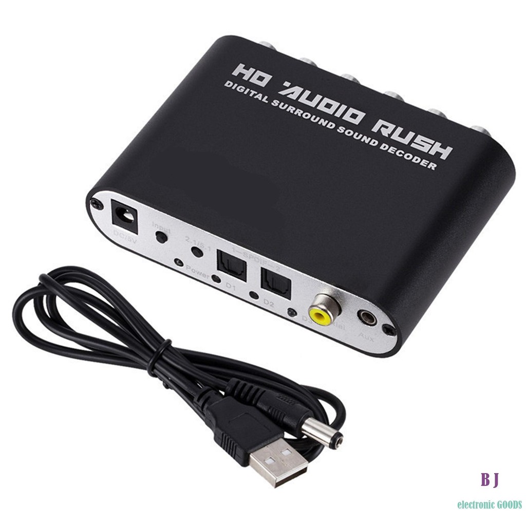 Decodificador De Áudio Digital 5.1 Dts/Ac-3 Óptico Para 5.1 Canais RCA Conversor Analógico Adaptador De Som Amplificador