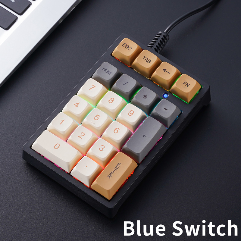 Teclado Numérico Mecânico APAYADOT21 | Interruptor Azul De 21 Teclas PBT RGB Retroiluminado USB Com Fio Compacto Para La