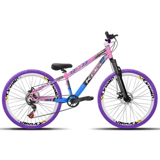 Bicicleta aro 26 KOG Freeride Vmaxx Paredão Freio a Disco - Bike do Grau Aro 26 - Rosa e Azul 4 em Oferta na Shopee