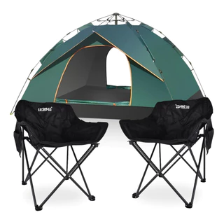 Kit Barraca Impermeável 4 Pessoas + 2 Cadeira Dobrável em Oferta na Shopee