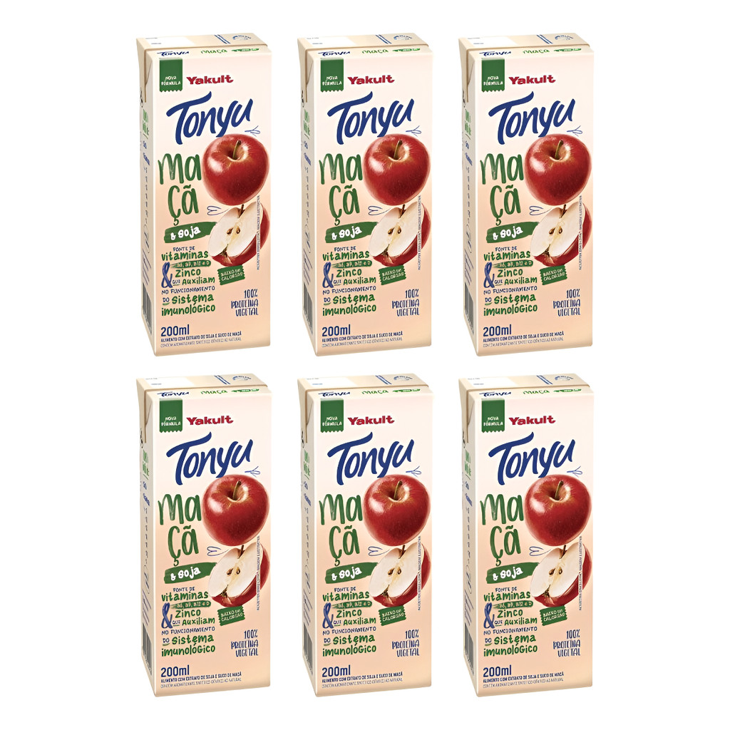 Kit C/6 Bebida A Base De Soja Yakult Tonyu Maça 200ml | Shopee Brasil