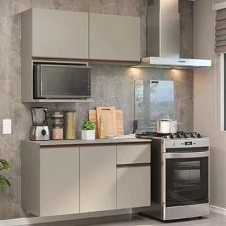 Armário de Cozinha Compacta 120 cm Suspensa Crema Nice Madesa 06 em Oferta na Shopee