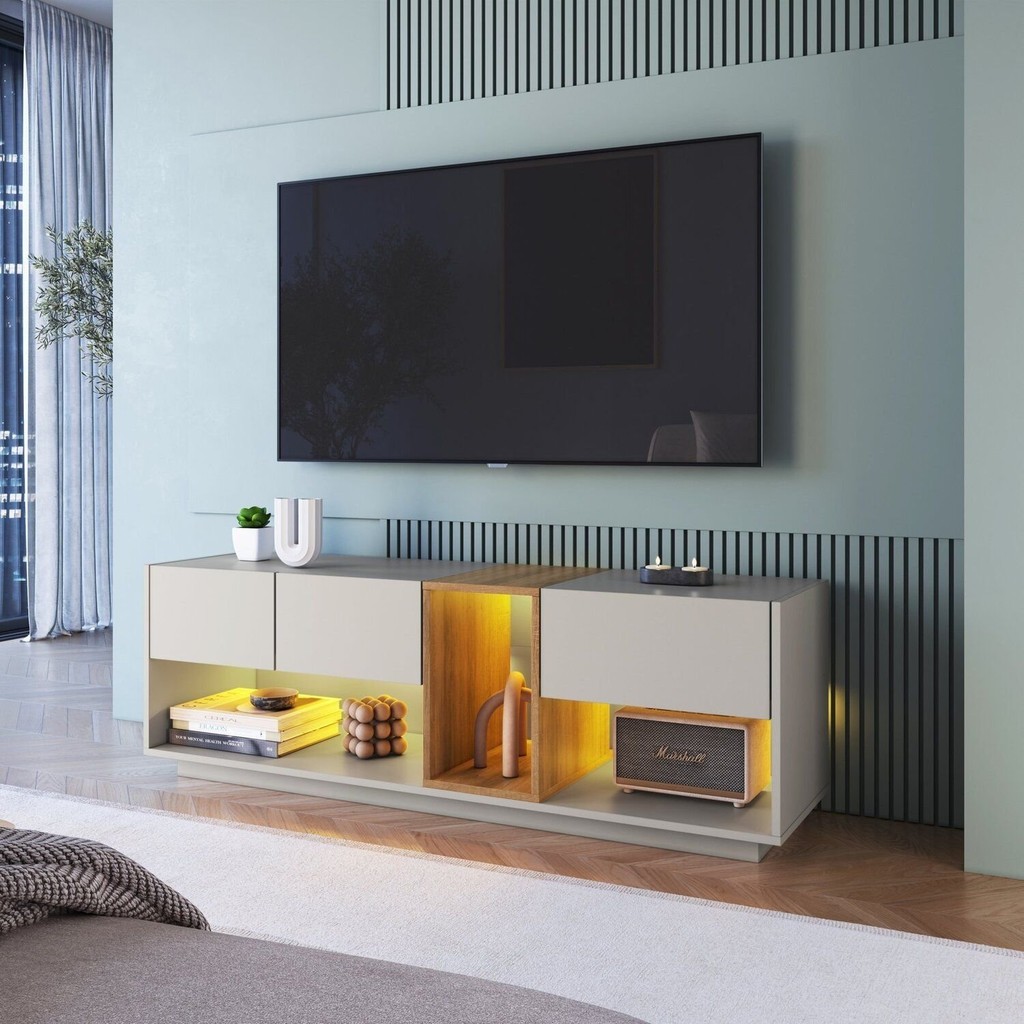 Rack para Tv 55 Polegadas com Iluminação em Led Rgb com 3 Gavetas e 1 ...