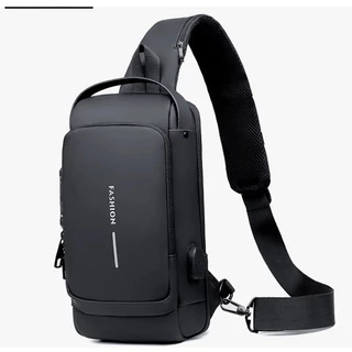 Bolsa Masculina Pochete Transversal Cadeado Ombro Impermeável Tecido Liso Antifurto Bolsa de Peito 008
