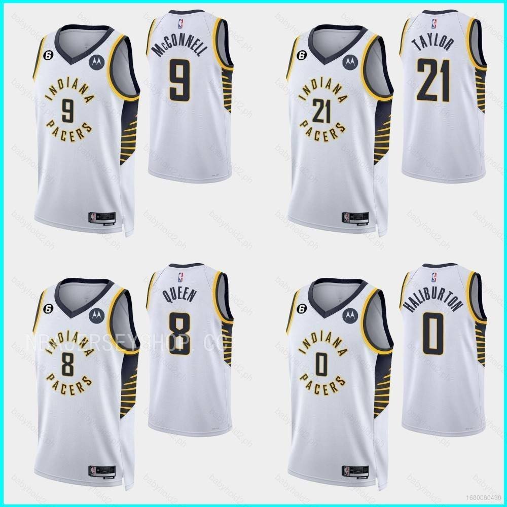 22-23 Nba Jersey Indiana Pacers Queen Taylor Haliburton McConnell Colete Esportivo De Basquete Branco Unissex