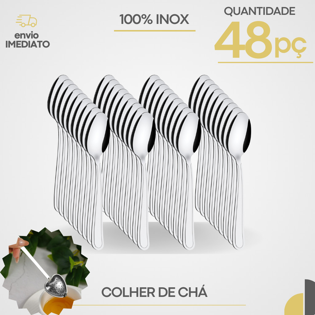 Kit 48 Colher De Sobremesa em Aço Inox