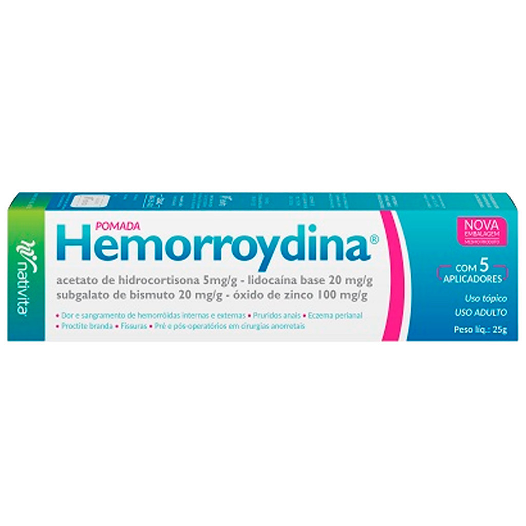 Hemorroydina Pomada 25g + 5 Aplicadores Pomada para hemorroidas e fissuras