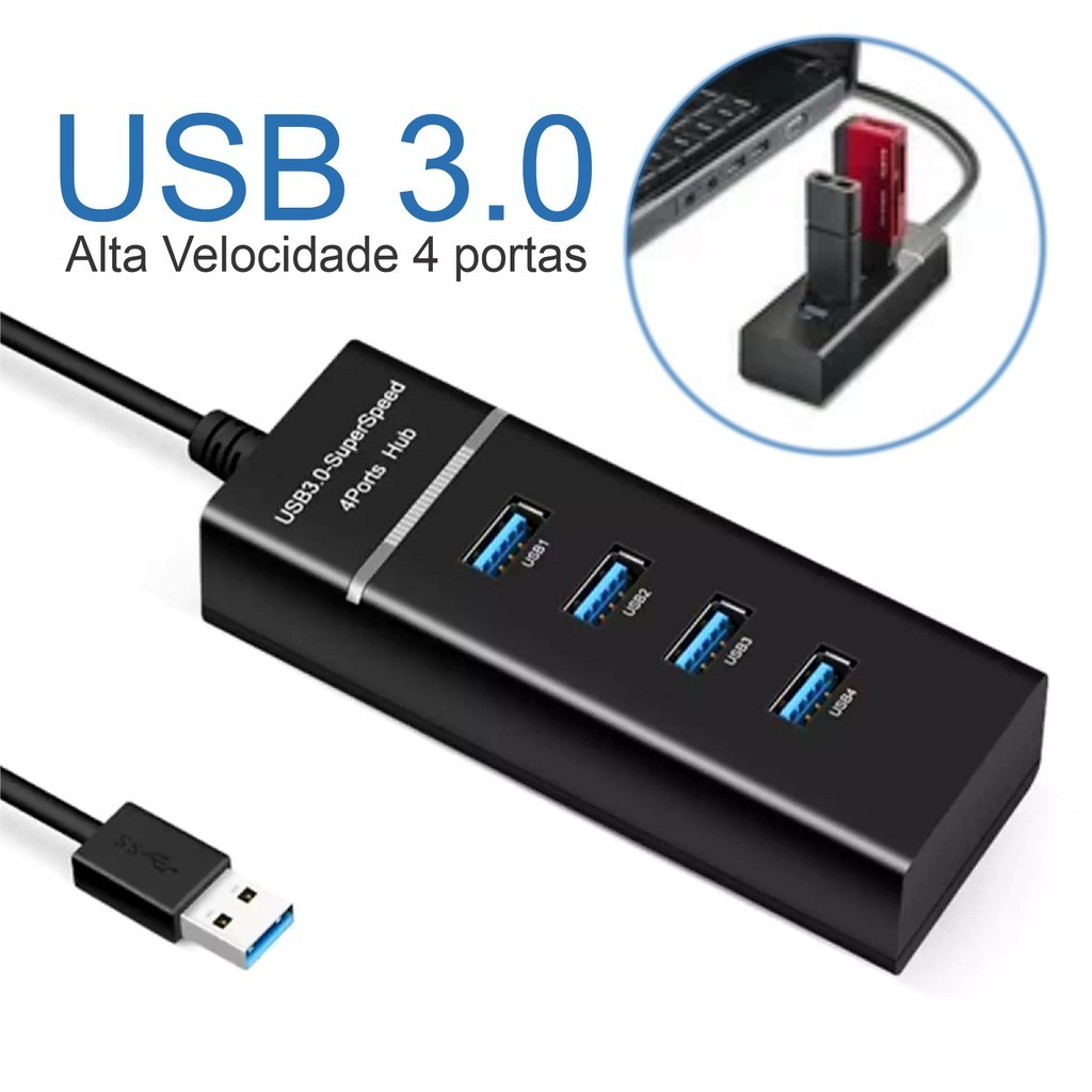 Hub USB 3.0 Com 4 Portas Muita Tecnologia Para Seu Alcance