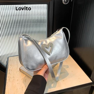 Lovito Bolsa de ombro pequena requintada com zíper romântico em forma de coração para mulheres LFA40317