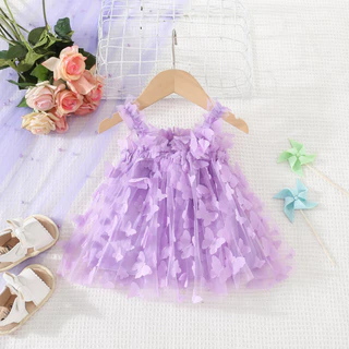 Vestido De Bebê Menina Lindo Borboleta Gaze Kids Birthday Gift Disponível Em Múltiplas Cores