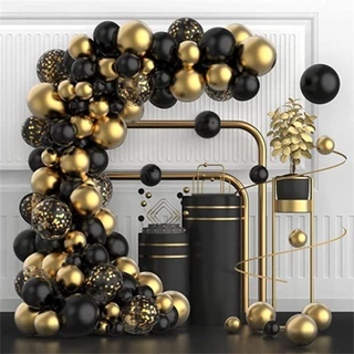 102 Peças Balão de Látex Preto Ouro Garland Arch Set, Adequado para Festa Temática de Aniversário de Casamento Festa de Aniversário de Casamento Decoração de Graduação
