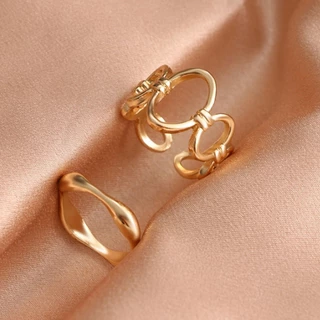 Conjunto De Anel Oco Punk Metal Knuckle Wide Ring Para Mulheres Gótico De Jóias