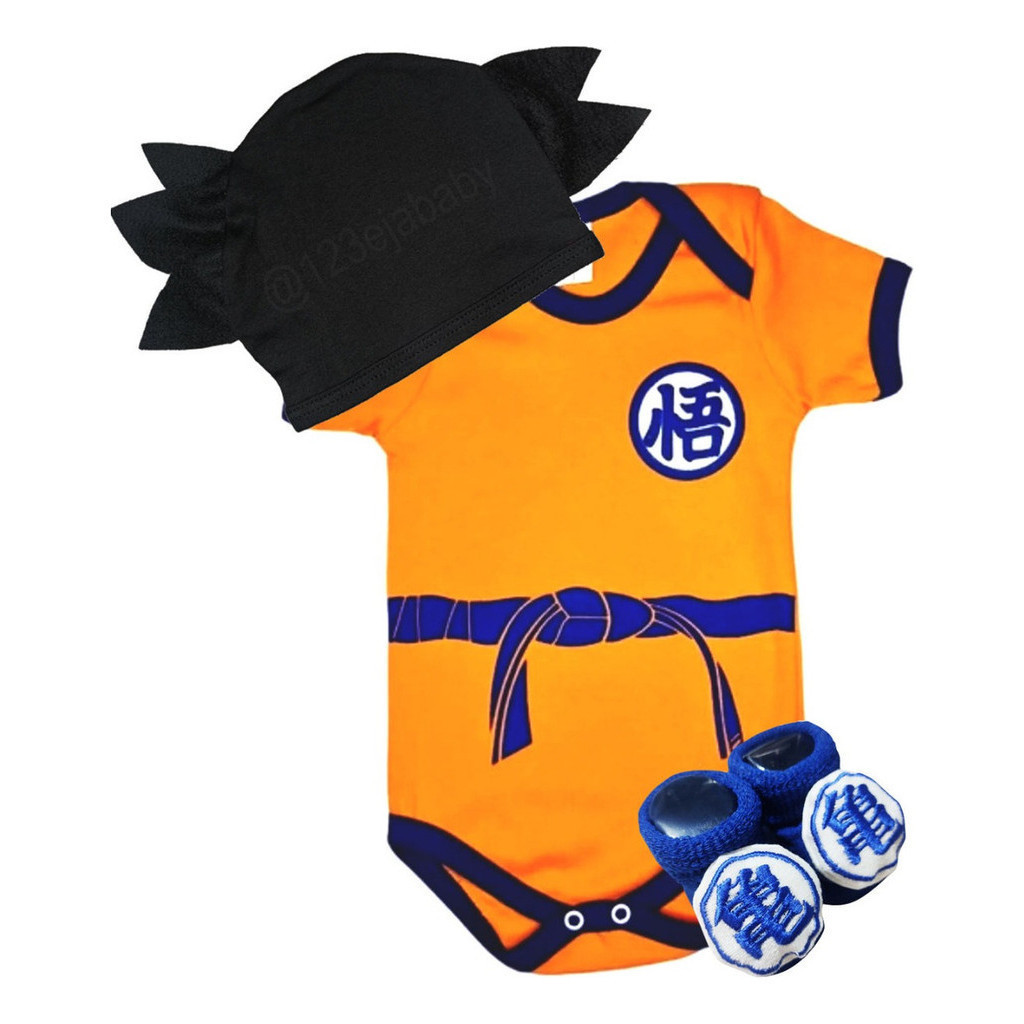Body Bebê Temático Goku Dragon Ball e Touquinha | Shopee Brasil