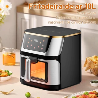 Fritadeira Elétrica Air Fryer 10L 110V Airfryer Botão Fritadeira Sem Óleo 1400W