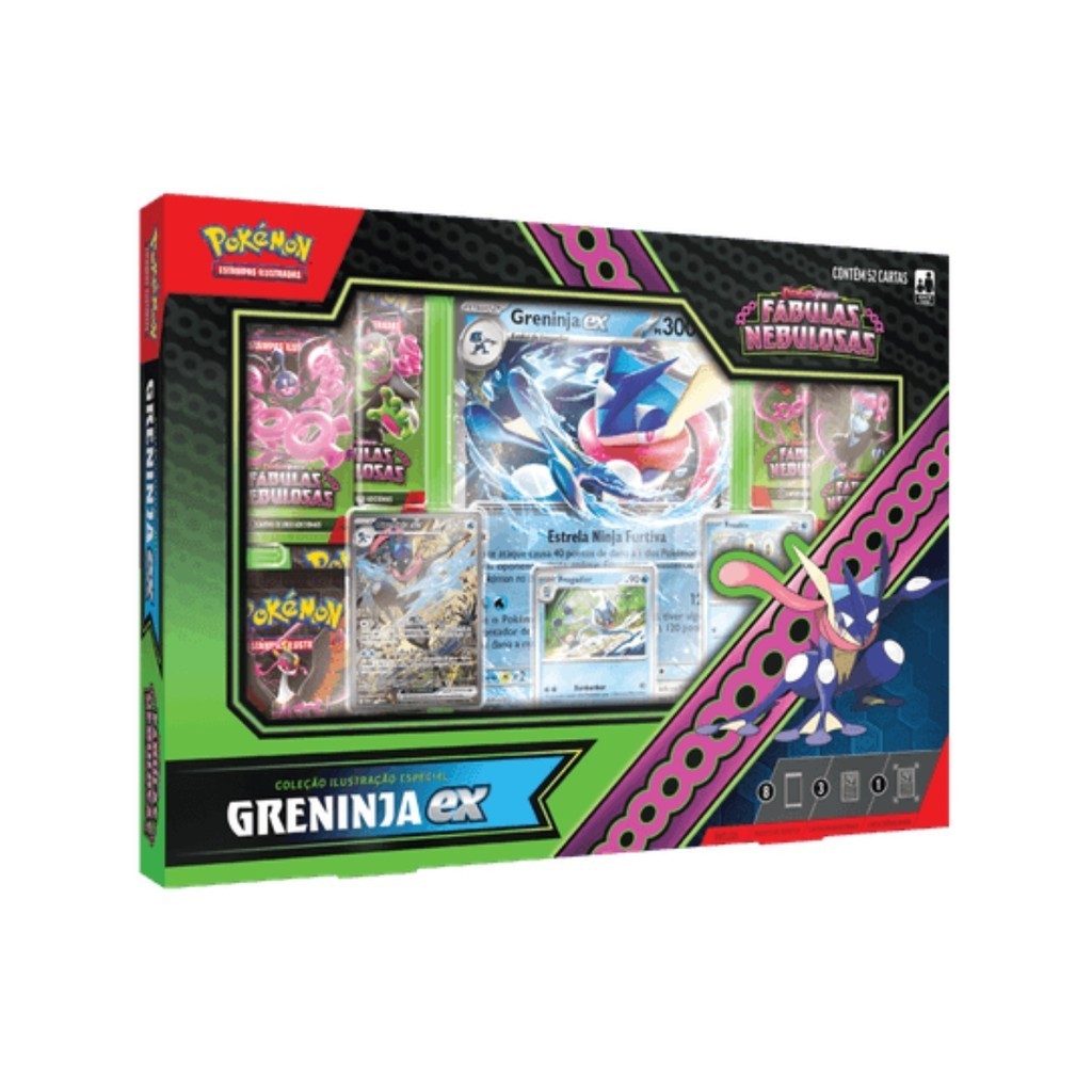 Box Pokémon Fábulas Nebulosas GreninjaEx KingdraEx TCG Copag