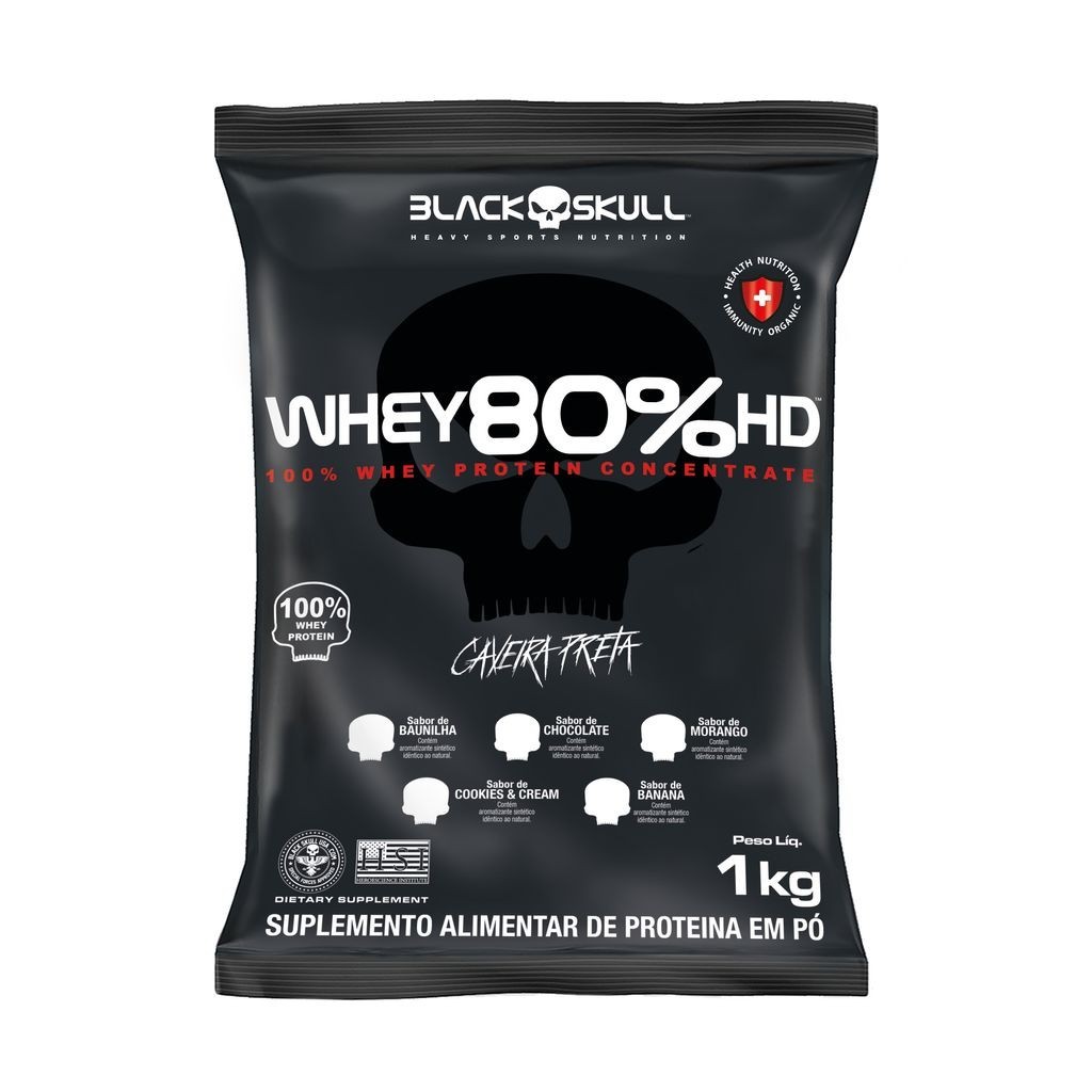 Whey Protein Concentrado 80% Hd - Caveira Preta