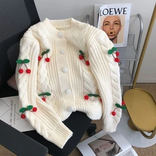 Elegante Vintage Office Malhas De Escritório Cardigan Outono Inverno Nova Massa Frita Twists Sweater Tridimensional