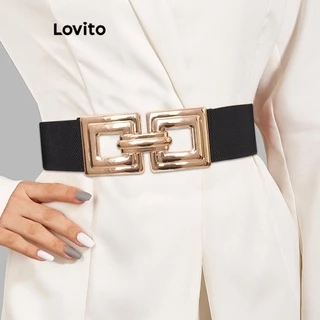 Lovito Cinto casual elegante de metal liso para mulheres LFA44635
