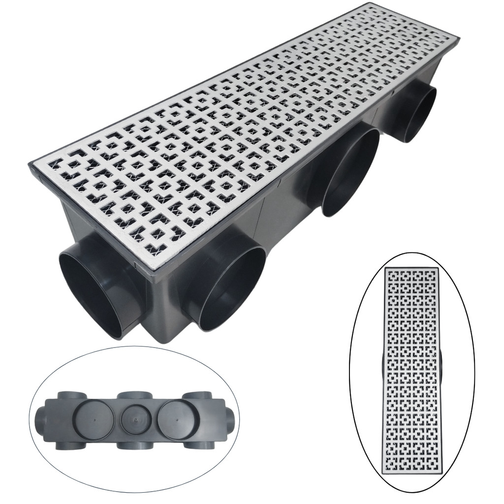 Ralo Linear Alumínio 15x50 Dubai Multi Saídas 100 e 75mm