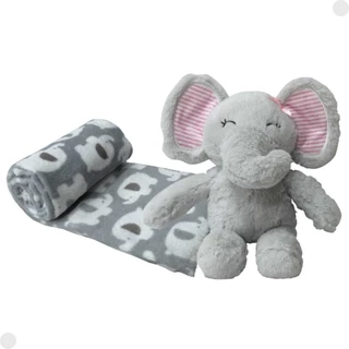Pelúcia Infantil Elefantinho C/ Manta 24cm Coleção Animais DmB6745 -Dmtoys