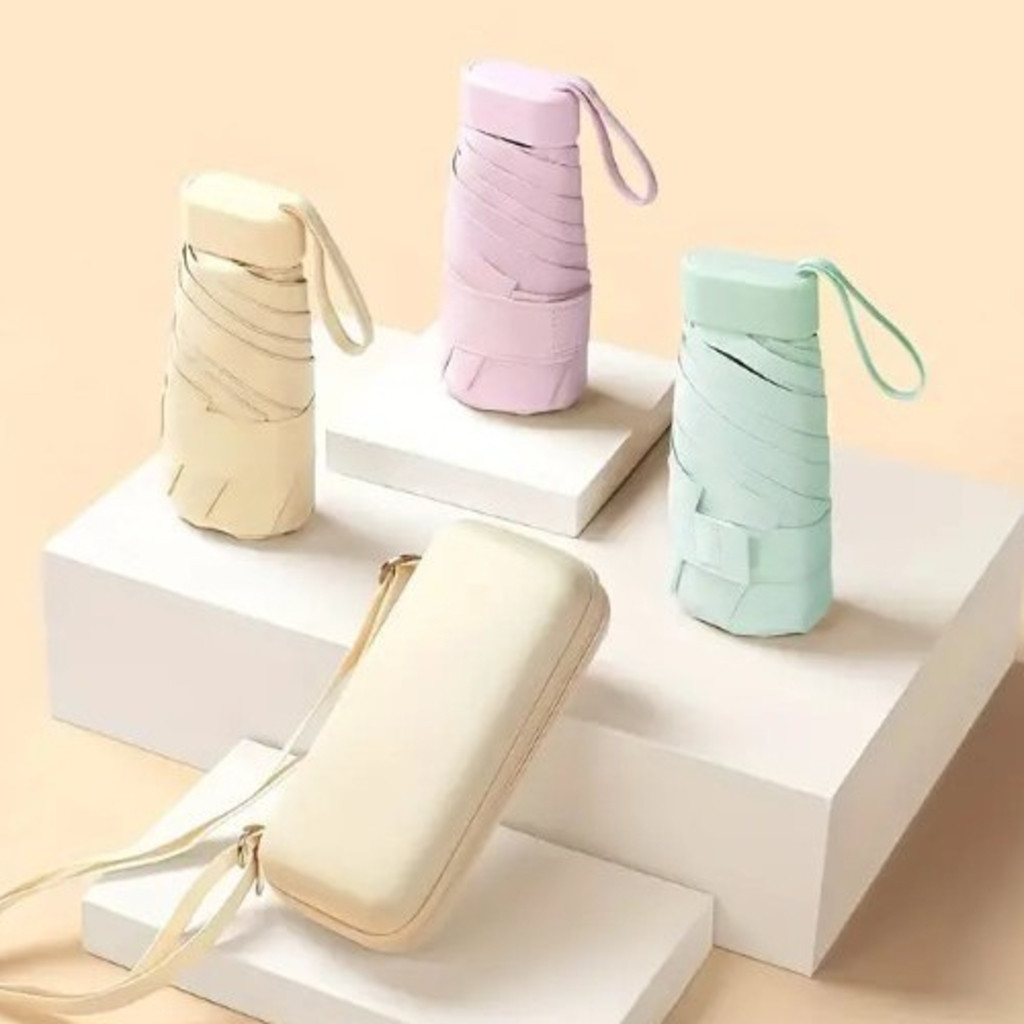 KIT Mini Guarda-sol Feminino guarda-chuva Praia Portátil Dobrável 6 ...