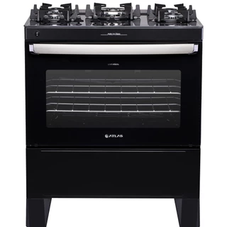 Fogão 5 Bocas Atlas Agile Up Glass com Mesa de Vidro e Acendimento Automatico Preto Bivolt