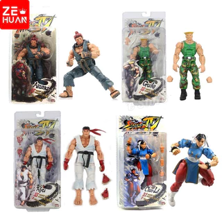 NECA Street Fighter Articulado Ken Blue、Gouki、Ryu White、Guile、Ken Red、Ryu Black、Chun-Li Figura De Ação Modelo action figure boneco brinquedo Brinquedos