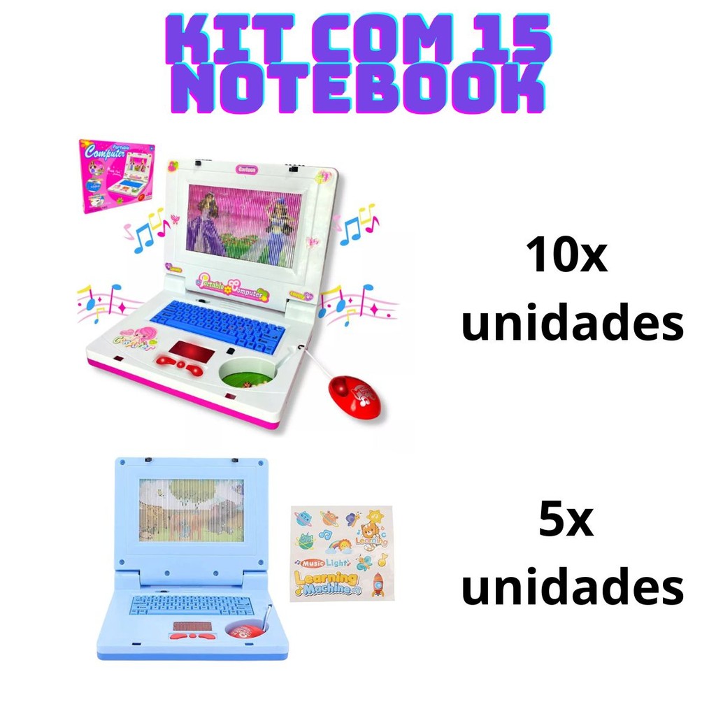 Kits com 15 Notebook De Brinquedo Laptop Infantil | Shopee Brasil