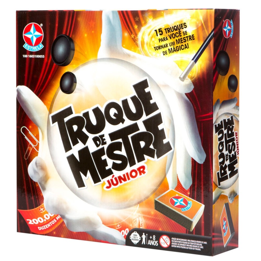 JOGO TRUQUE DE MESTRE JÚNIOR ESTRELA BRINQUEDO DIVERSÃO VARINHA MÁGICA JR BARALHO SHOW AMIGOS MESTRE