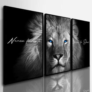 KIT 3 Quadros Decorativos Leão Juda Nunca Foi Sorte Sala Quarto Hd Mural De Painel Espesso De 8mm