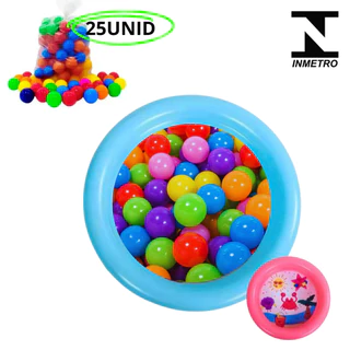 Piscina De Bolinha Infantil 21 Litros Pequena Bebe + 25 Bolinhas Resistentes Coloridas