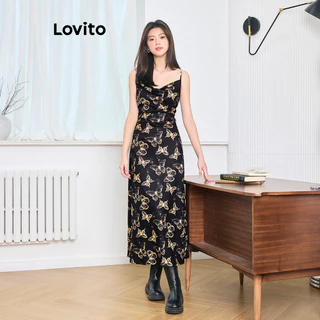 Lovito Vestido casual borboleta sem costas para mulheres L102AD325