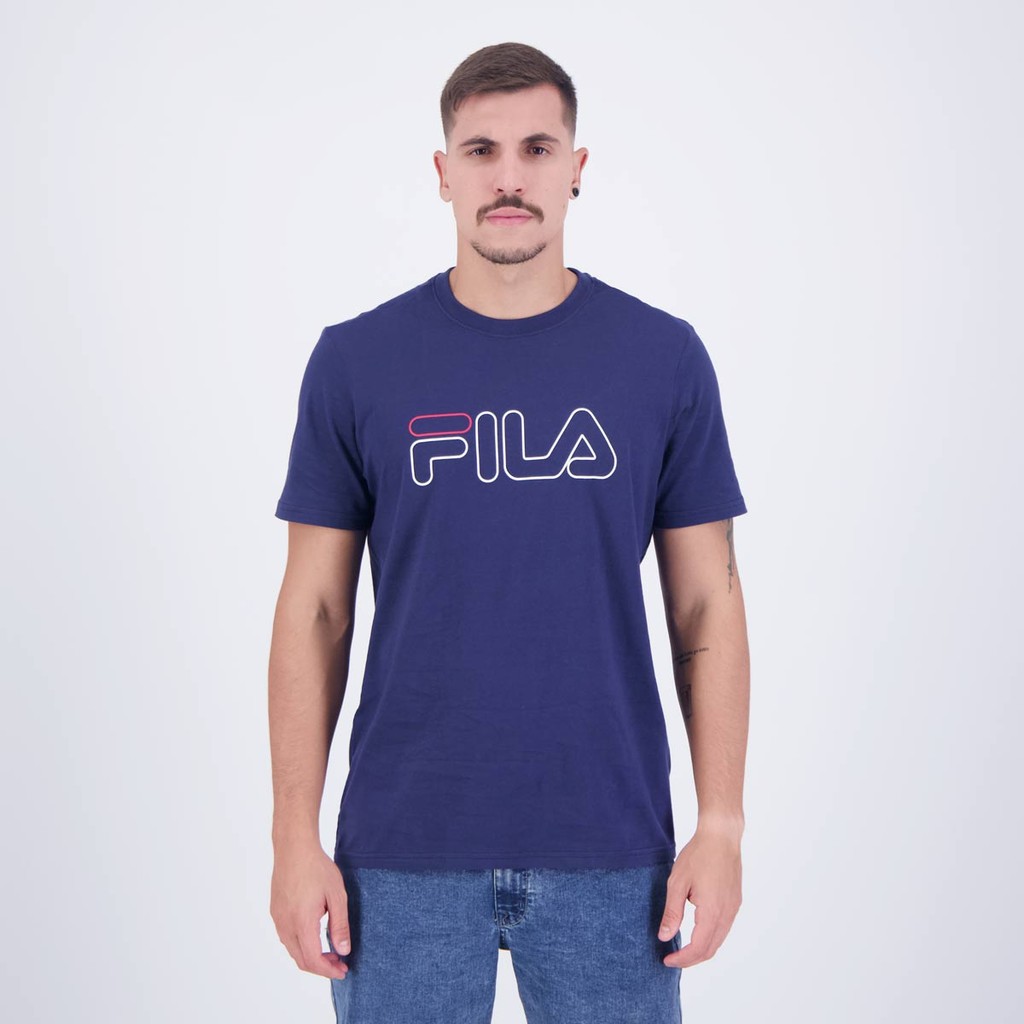 Camiseta Fila Letter Outline Marinho