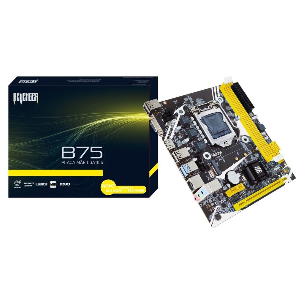 Placa Mãe Gamer Lga 1155 B75 Ddr3 M2 Nvme I3,i5,i7 Lan Giga