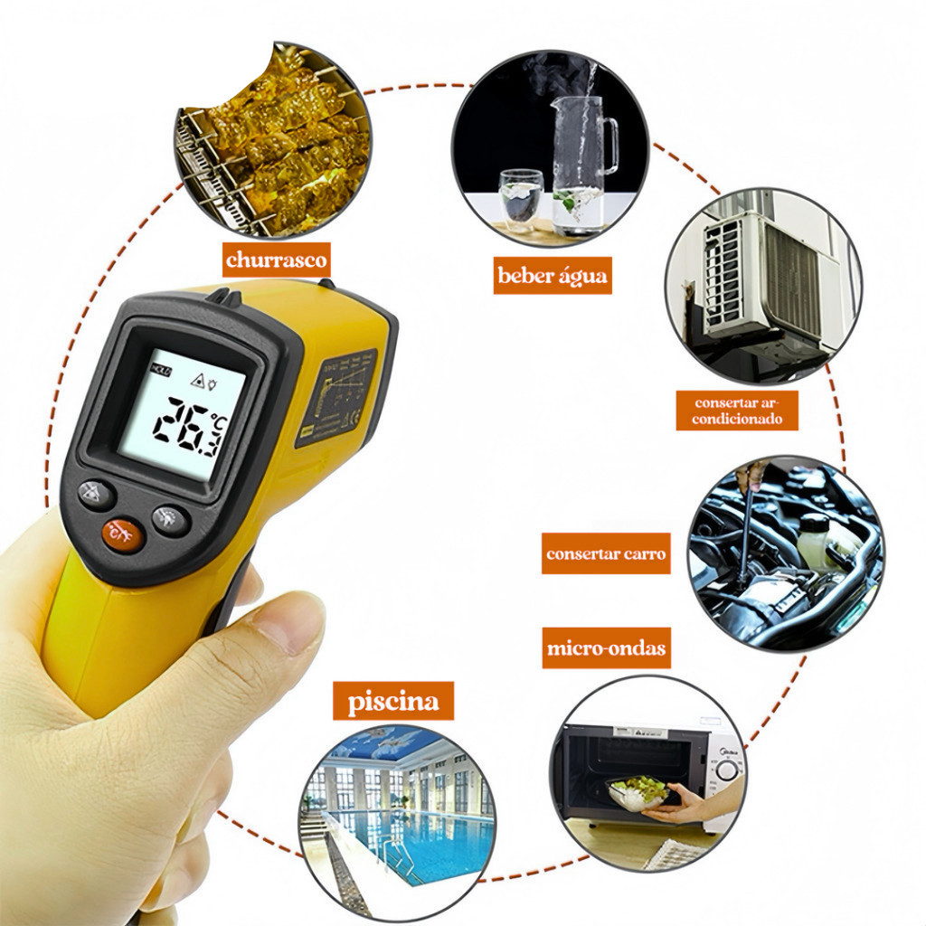 Termômetro Digital Infravermelho Laser Medição Temperatura Industrial -55ºc ~ 400ºc