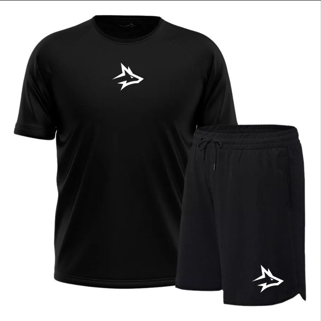 Kit Camiseta Alpha Co Dry Fit + Short Elastano Lobo Wolf Essential ...