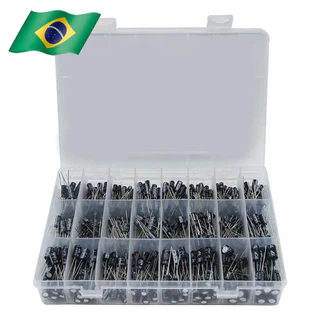 Kit 500 Peças Capacitores Eletrolíticos 24 Valores + Caixa 0,1 A 1000uf