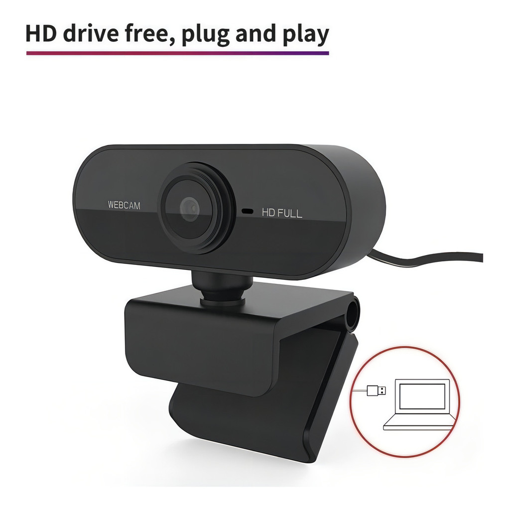 Webcam Full Hd 1080p Alta Definição Usb Visão 360º Microfone Cor Preto