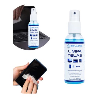 Limpa Telas 60ml Led Plasma Lcd iPod iPad Tvs Monitores Celulares e Lentes Implastec